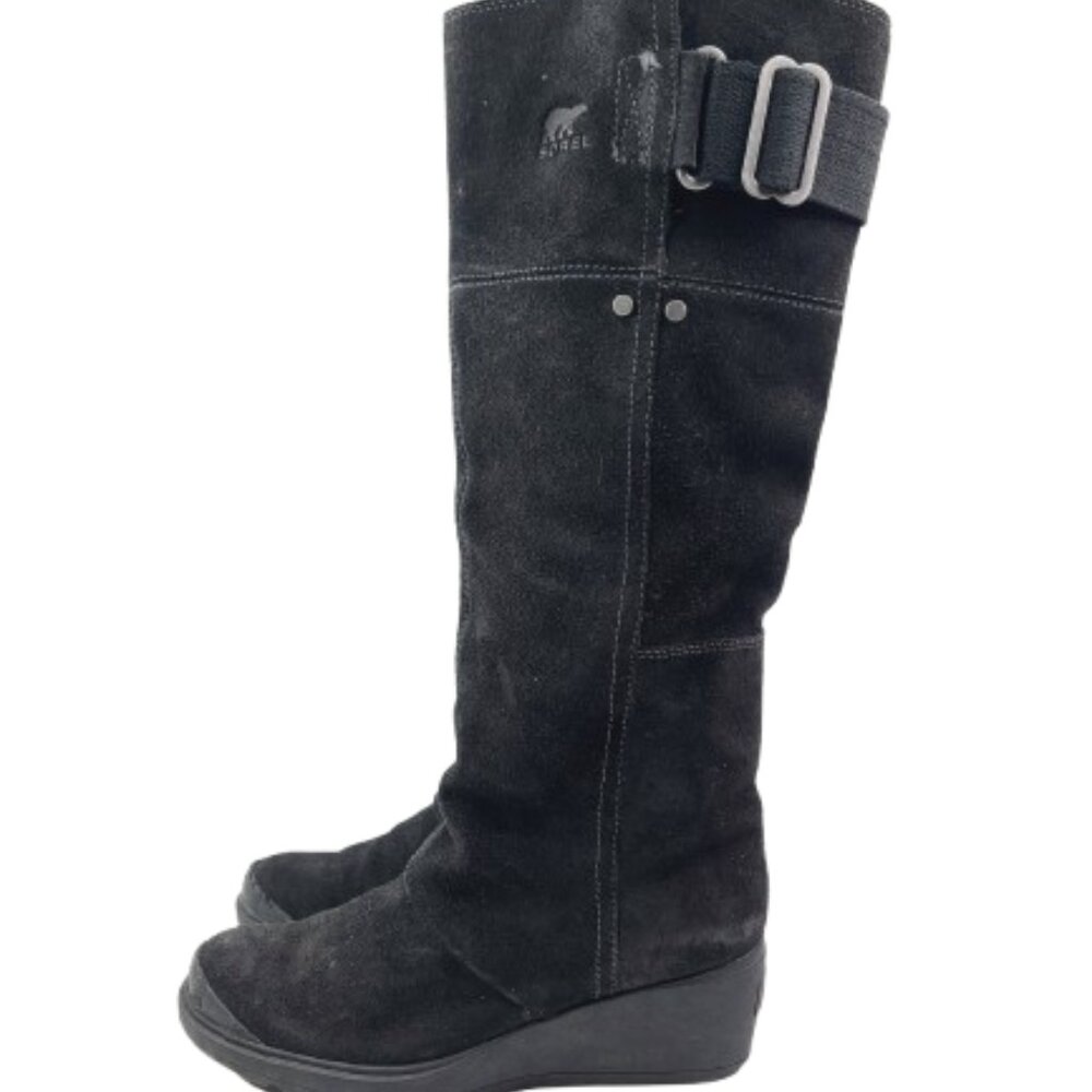 Sorel Women's Black NL2119-010 Suede Waterproof Heeled Slim Winter Boot Size 6